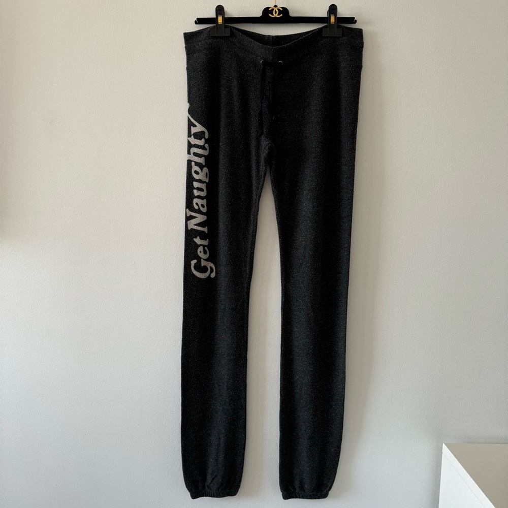 Wildfox charcoal grey Get Naughty sweatpants size small drawstring straight leg